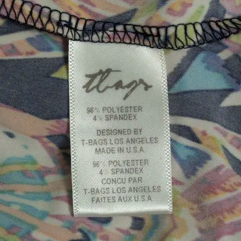 Tbags Los Angeles Multi Color One Shoulder Maxi Dress Abstract Print Cutout XS