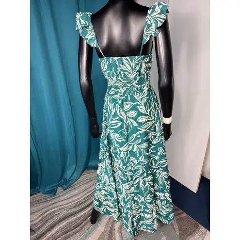 MAX + ASH Green Floral Ruffle Strap Tiered Maxi Dress Size S Summer