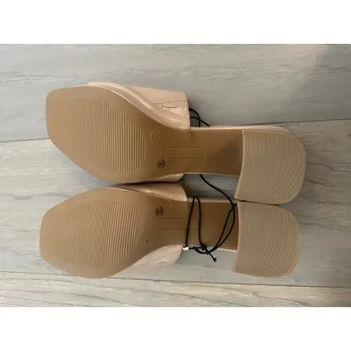 Worthington  Nude Patent Platform Block Heel Mules 8.5