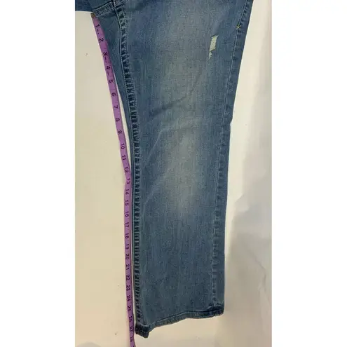 Lane Bryant  Plus Size Genius Fit Distressed Bootcut Jeans Blue Size 16 Petite