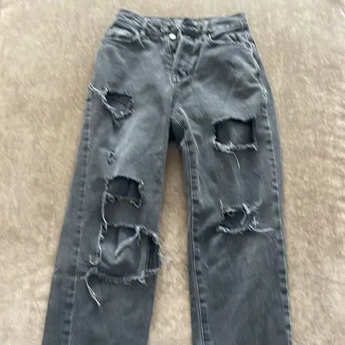 PacSun  high rise straight jeans. Cut outs. Color- black denim. Size- 22