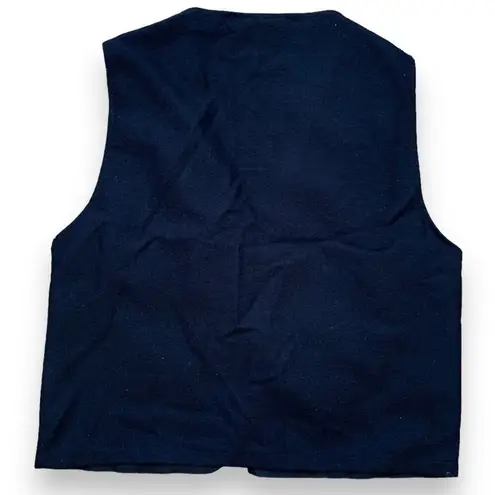 Vintage Peruvian Imports Llama Vest Folk Art Appliqué Striped Colorful Large Black