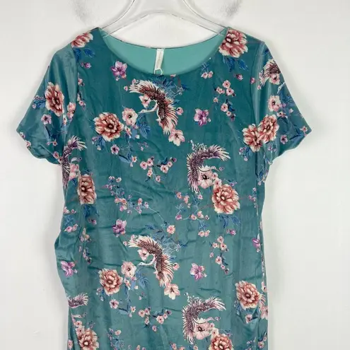 Pinkblush NWT Floral Velvet Short Sleeve Maternity Dress Turquoise Size XL NEW D