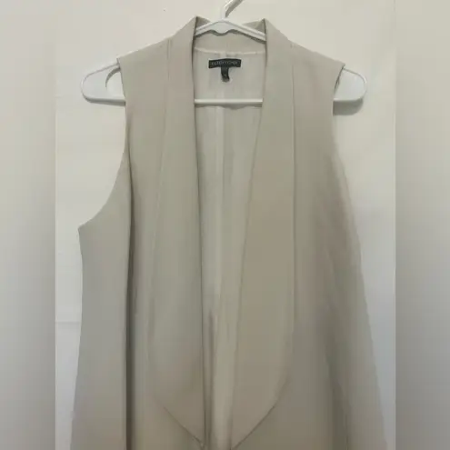 Eileen Fisher  Silk Shawl‎ Collar Open Vest Sleeveless Blazer Bone White Size M