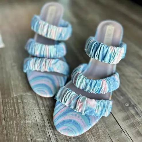 Deltan Cotton Candy Colored Heeled Sandals for Women Size 10 Blue