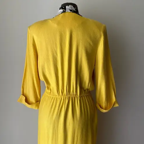 Danny & Nicole sz L silk/rayon yellow midi dress
