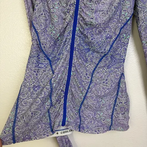 Coolibar Atitlan Swim Jacket Womens Small Purple Ruched Beach Full Zip UPF UV