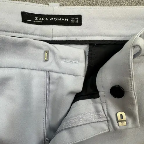 Zara Woman Dress Pants 8 32x27 Light Blue Mid Rise Button Career Business Casual Size 6