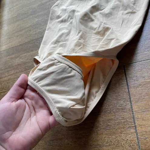 Capezio Nude Leotard Clear Straps Tan Bodysuit Gymnastics Dance Sz Medium