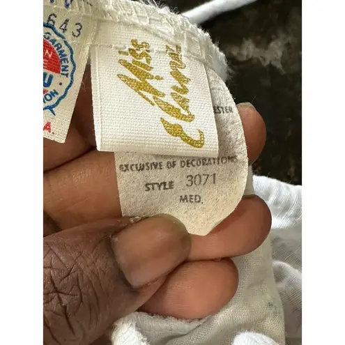 Vintage Miss Elaine Seersucker Robe Blue & Pink Floral Ruffles Wrap Style Sz M Size M