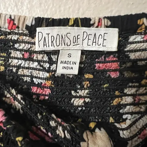 Patrons of Peace Black Floral Maxi Skirt Size Small