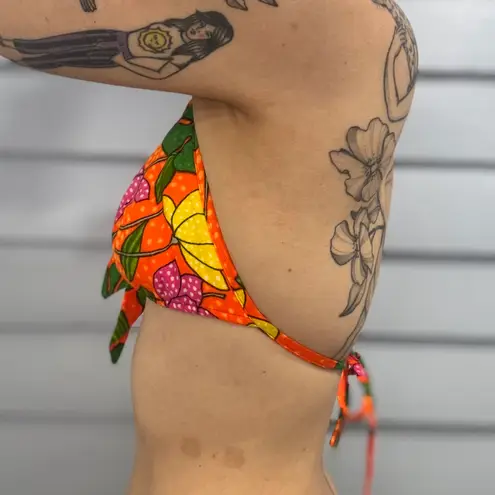 Vintage 60s Groovy Flower Power Barkcloth Bikini Swim Top Multiple Size M