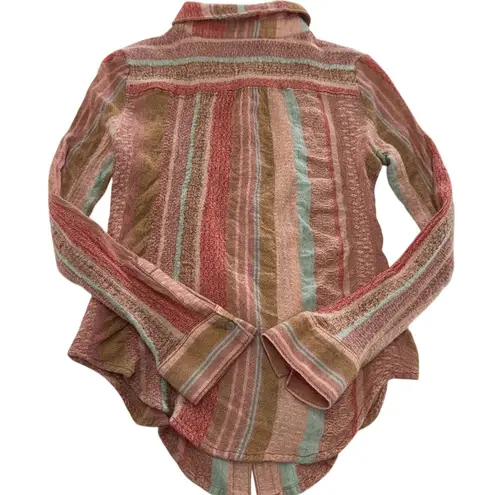Maeve Anthropologie Shirt Womens 0 Pink Calipatria Striped Button Up Top Blouse - Image 6