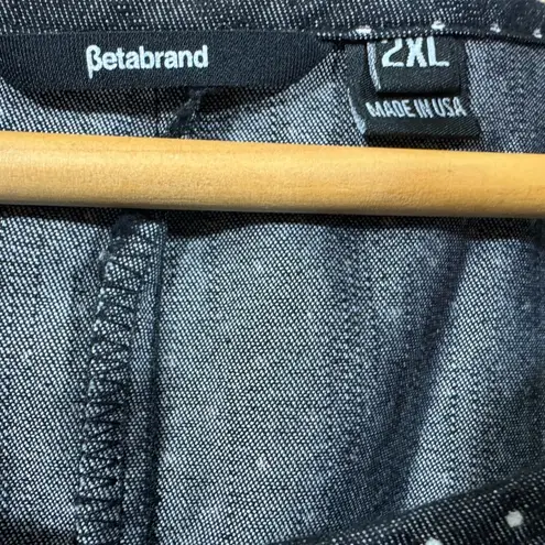 Betabrand Black and White Polka Dot Denim Farmer Market Midi Smock Dress