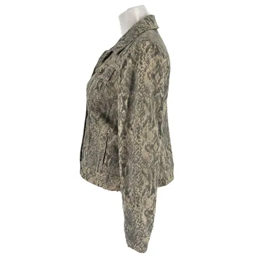 Christopher & Banks Snakeskin Print Jean Jacket Cream Gray Size Medium