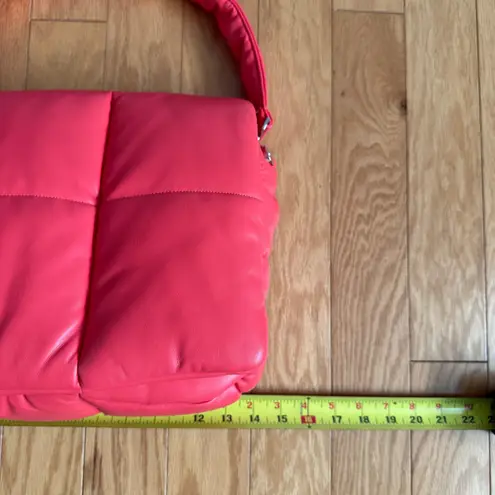 Stand Studio Wanda Clutch Bag Coral Red Padded Shoulder Bag Faux Leather OS