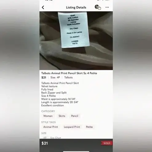Talbots  Animal Leopard Cheetah‎ Print Pencil Skirt Sz 2P