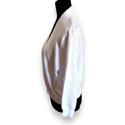 Grace Karin Womens Cardigan Sz 2XL White Cropped Textured 3/4 Sleeves NEW