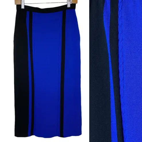 Ming Wang Maxi Skirt Cable Soft Knit Blue Black size XS