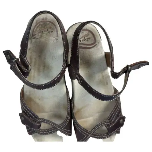 Dansko Sara Brown Leather Strappy Chunky Heel Sandals 9827027000 Size EU 37 US 7