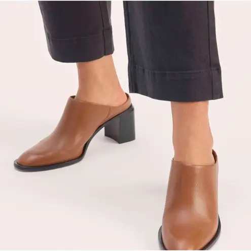 Everlane NWOB  Outlaw Mule Women 7 Brown Leather Slip On Block Heel Quiet Luxury