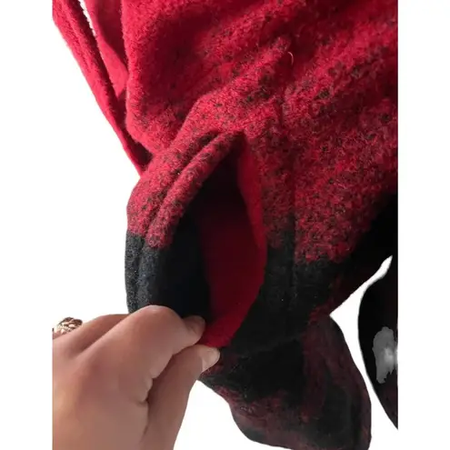 Cupcakes & cashmere 'Brighton' Houndstooth Wrap Coat Wool Belted Size Small Cozy Red