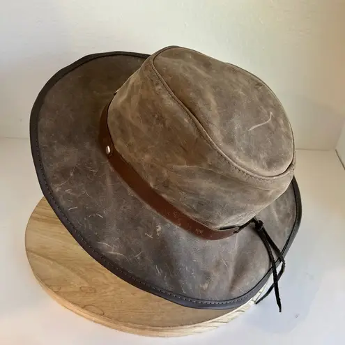 Vintage 90s Brown Suede Genuine Leather Bendable Nickel Western USA Hat Size XL