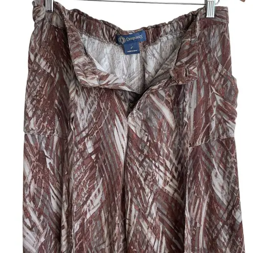 Democracy Women Pants 4 Wide Leg Brown Rayon Abstract Whimsigoth Earthy Resort