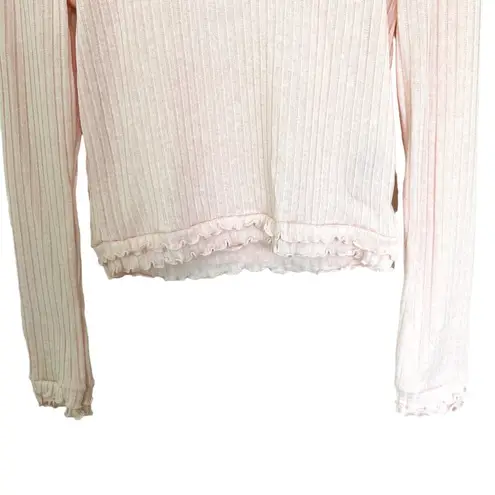 Forever 21  Light Pink High Neck Frill Detail Layer Long Sleeve Shirt Size XL