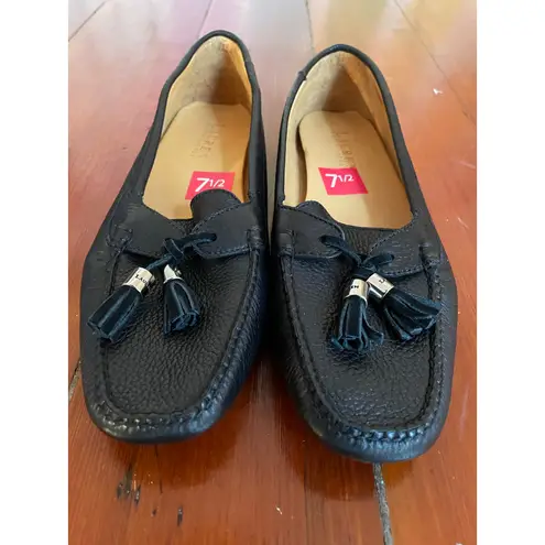 Lauren Ralph Lauren W 7.5 Black Leather Driving Loafers Moccasins Slip