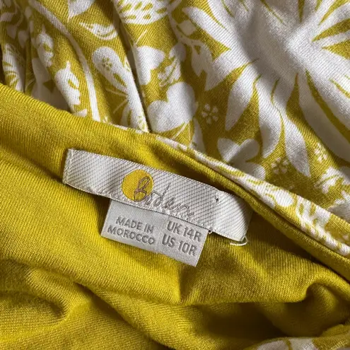 Boden Evangeline Floral Wrap Dress Lime Green Yellow Citrus Jersey Vacation Size 10