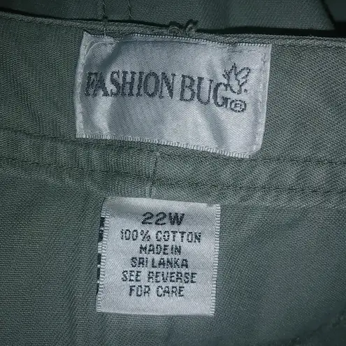 Fashion Bug  22W Cotton Tea Green Painter Pants Plus