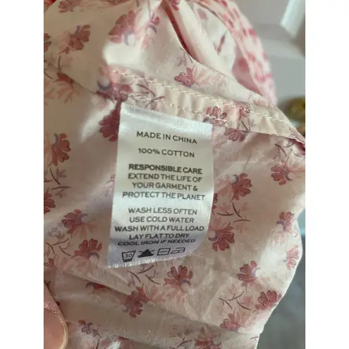 Hill House Ellie Dress M Pink Spaced Floral Smocked Midi Ruffle Sleeve Tiered