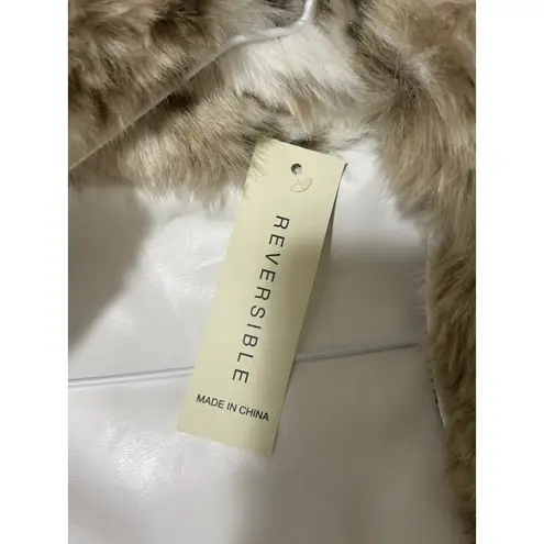 Honey Creek Women’s Reversible Faux Fur Leopard Print Vest NWT Size S Mob Wife Brown