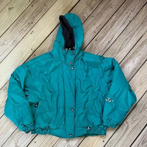 Obermeyer Women's Vintage Hooded Ski Jacket Teal Size 14
