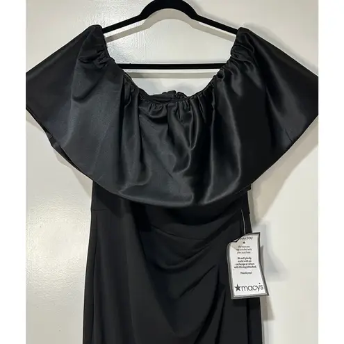 Betsy and Adam Women's Off-The-Shoulder Ruffle Gown Black Size 14 NWT Feminine