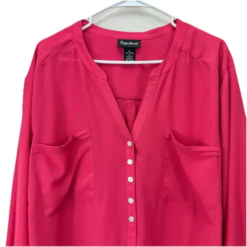 Maggie Barnes Pink Georgette Pullover Tab Sleeve Blouse Size 4X