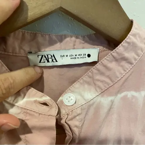 ZARA  Dusty Pink Tie Dye Button Up Long Sleeve Shirt
