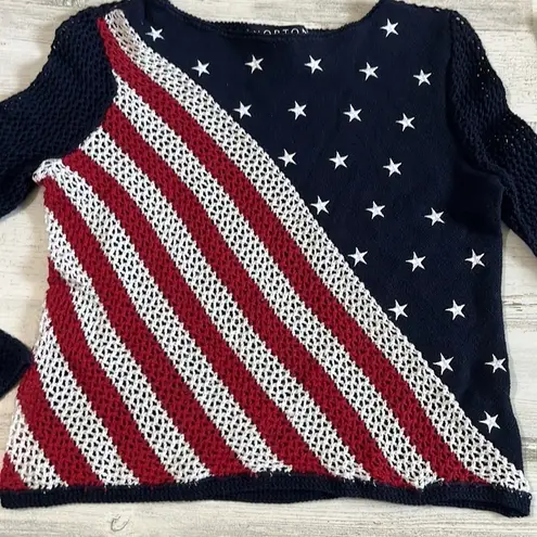 Norton Studio USA Flag Crochet Sweater Size PS. Patriotic Blue