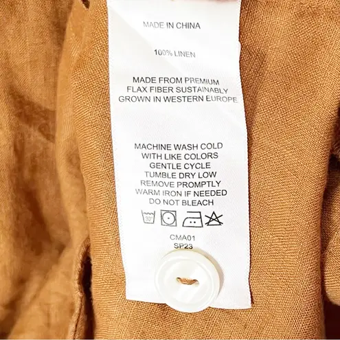 Quince 100% Linen Front Buttons Pockets Belted Waist Short Sleeves Dress Medium