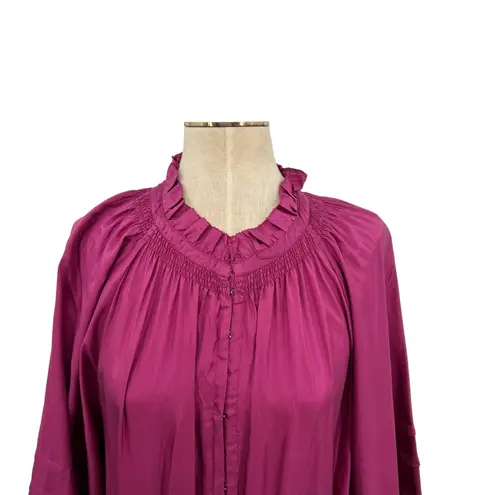 Apiece Apart Trinidad Maxi Dress Silk Long Sleeve Pink Purple Plus Size 2X