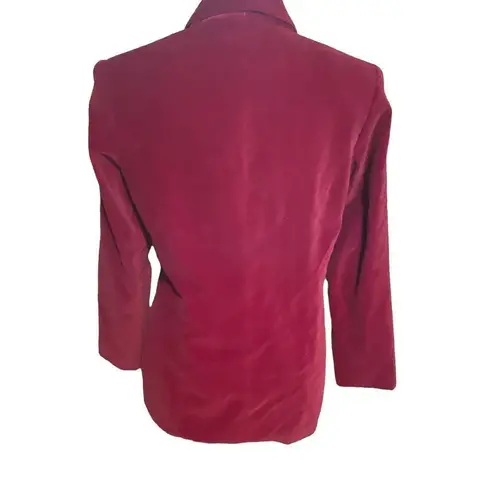 Jessica Holbrook Vintage Women 90s Collared Button Down Red Velvet Blazer Size 6