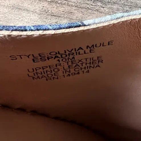 Johnny Was Olivia Women's Slip On Mule Espadrille Shoe Size 10 #B12107A