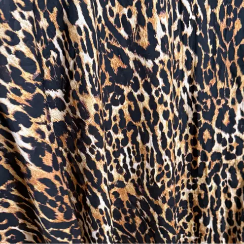 Leopard Print High Low Tunic Dress Medium Oversized Button Down Animal Print Top Brown