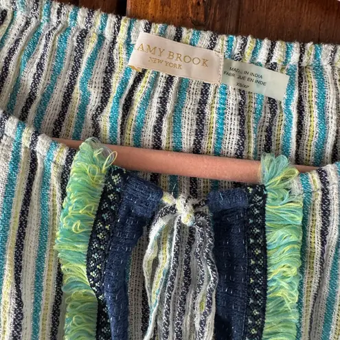 Ramy Brook | Green and White Stripe Bell Sleeve Crop Blouse | XS