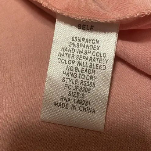 Kori America Light Pink Floral Hem Long Sleeve Tunic Top Size S