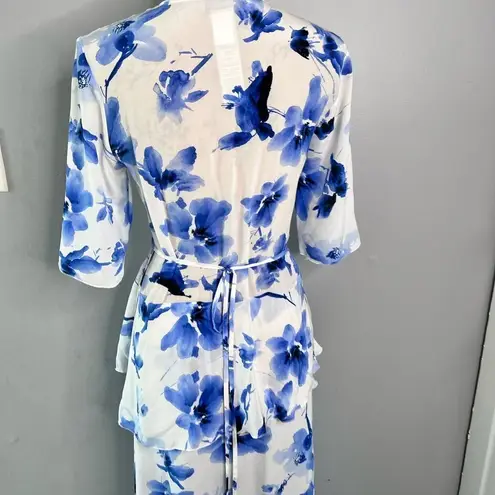 Sz M Falconeri 100% Silk Floral Maxi Wrap Dress $330 MSRP White Size M