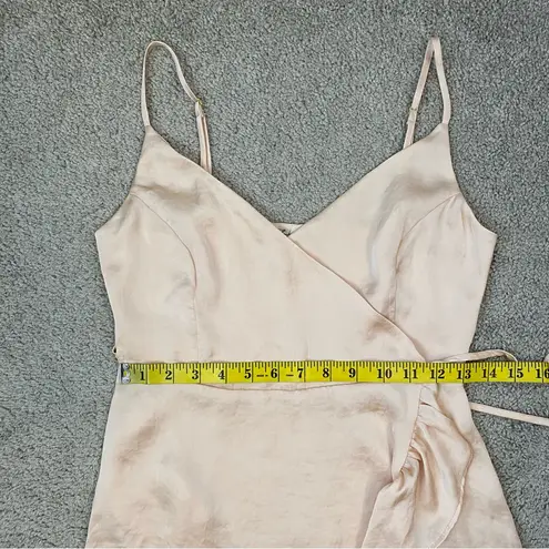 Free People  All My Love Satin Wrap Slip‎ Dress Light Sand XS