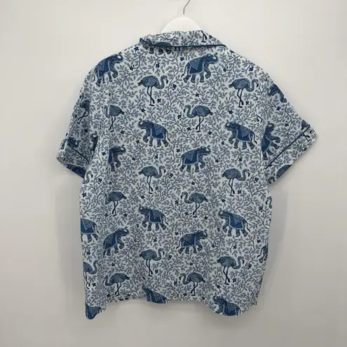 Printfresh Flamenco Blue Cotton Short Sleeve Pajama Set Short Size XL Boho Sleep