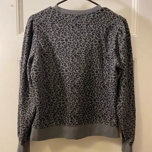 Rails Marcie Cheetah Animal Print Crewneck Pullover Gray/Black Sz Small